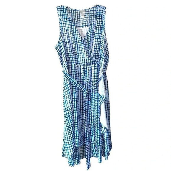 LANE BRYANT Women’s Blue Print Sleeveless V-Neck High-Low Lightweight Size 3X - Picture 2 of 6